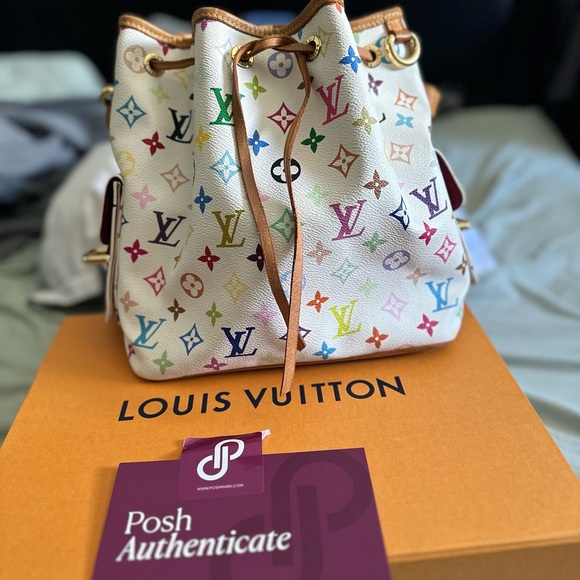Authentic Louis Vuitton Monogram Multicolor Petit Noe White - Picture 3 of 9